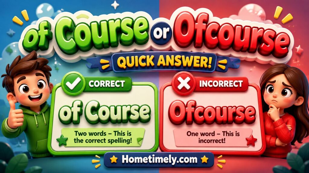 Of Course vs Ofcourse quick answer