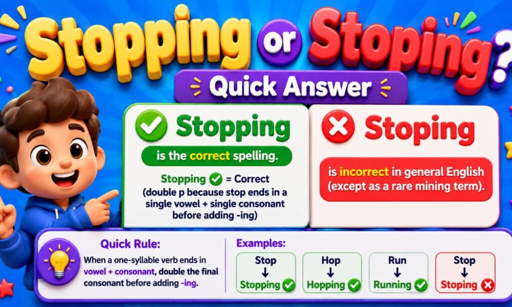 Stopping or Stoping Quick Answer