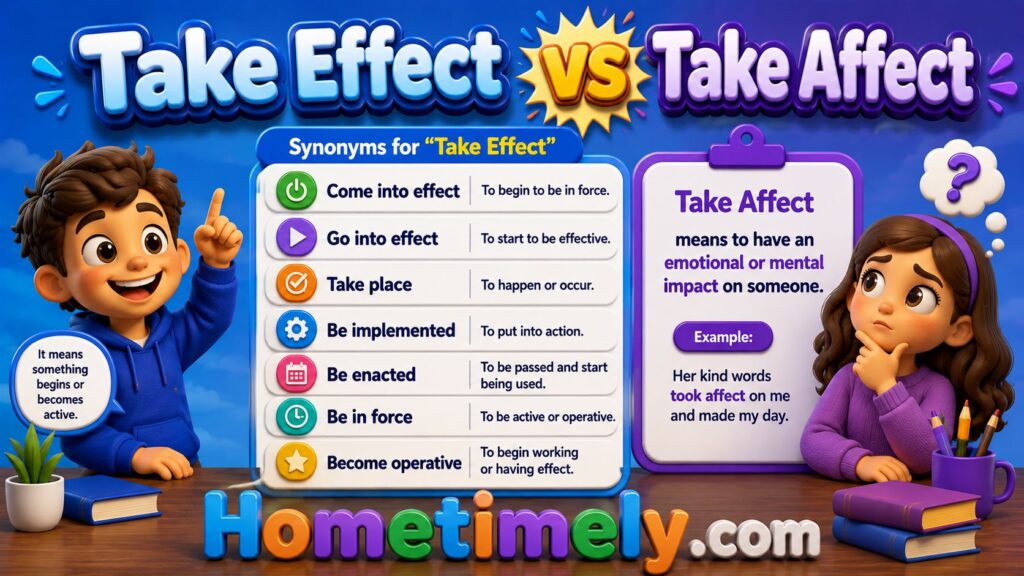 Synonyms for Take Effect